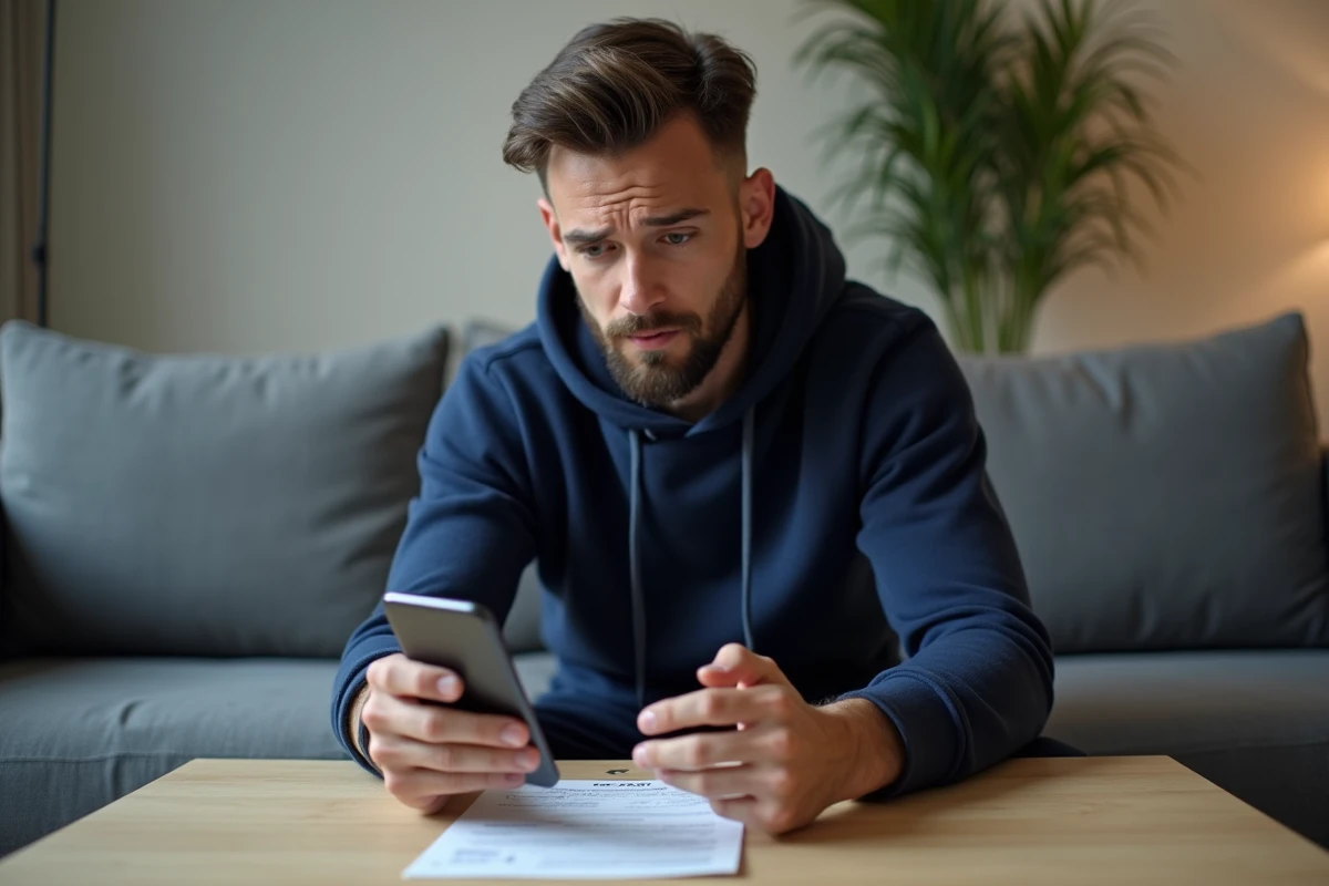 Homme photographiant sa pièce d'identité avec un smartphone pour la vérification Mangopay sur Vinted